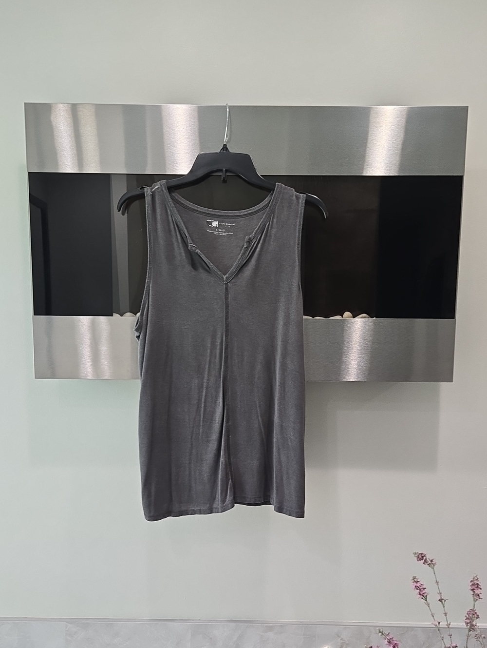 Women’s Charcoal Gray Sleeveless V-Neck Tank Top